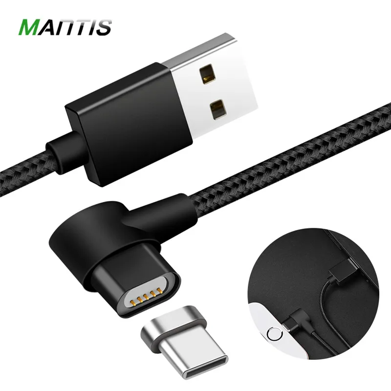

MANTIS 90 Degree 1M Magnetic Cable Type C USB C Type-C Data Sync Charging Cable for Samsung Galaxy S8 S9 Note 8 Xiaomi Redmi