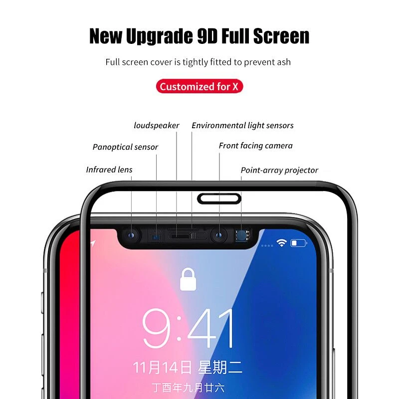 HICUTE Schutz Glas für iPhone x screen protector iPhone x xr xs max Gehärtetem Glas auf iPhone x xs