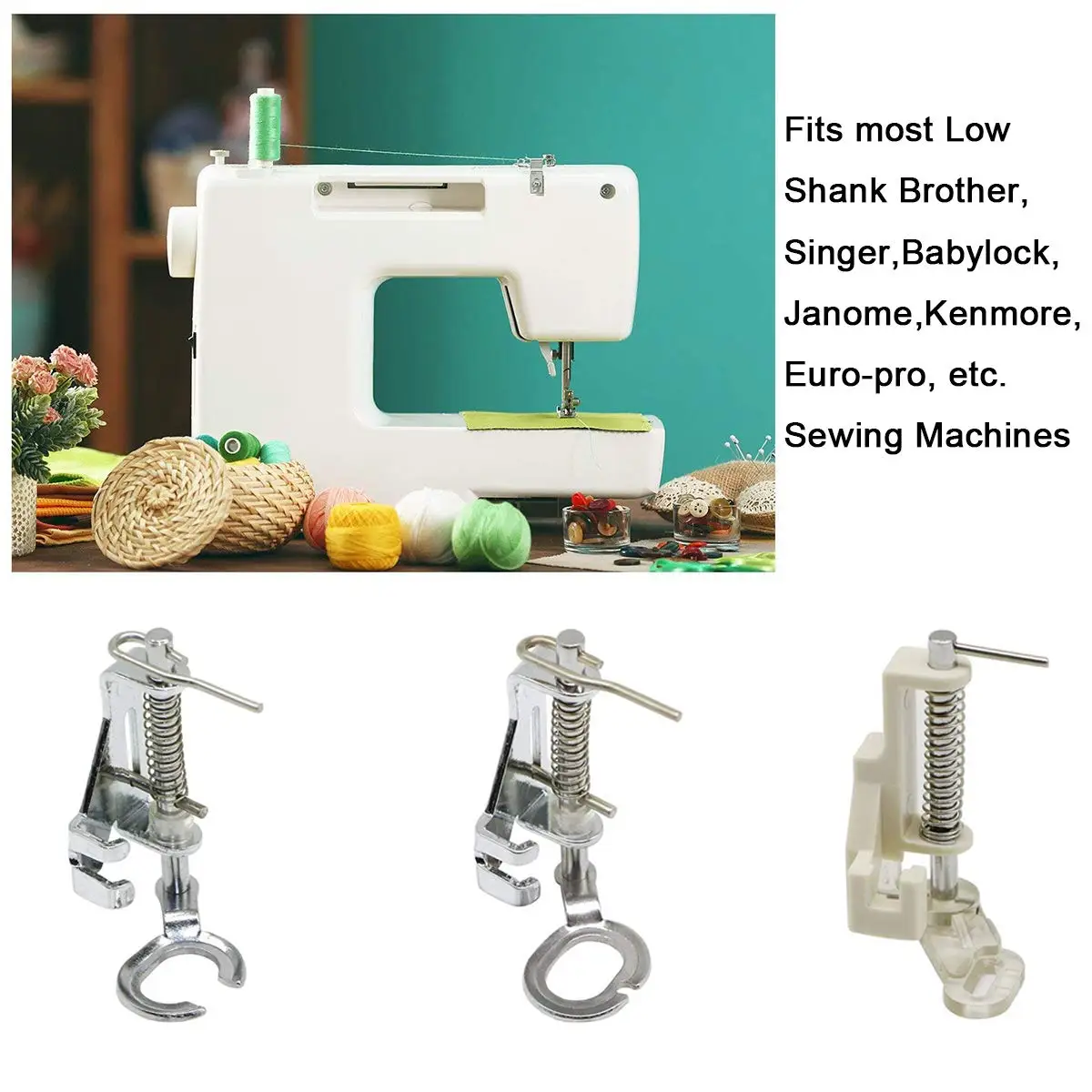Kenmore Fits Most Low Shank Singer Elna Plus More Juki Babylock Simplicity New Home Free-Motion Darning Quilting Open Toe Sewing Machine Presser Foot Brother Janome