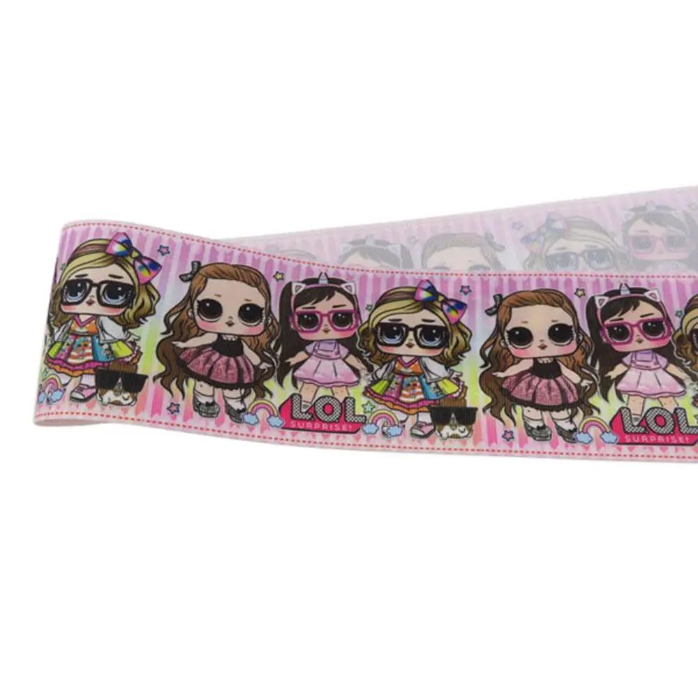 

3" 75mm Free Shipping Cartoon Cute Girls Grosgrain Ribbon Foil Printed for hairbow decoration