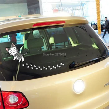

10 x Newest Car Styling Cute Cat Chi's Sweet Home Turning Back With Footprints Stickers Decals for Toyota Chevrolet VW BMW Lada