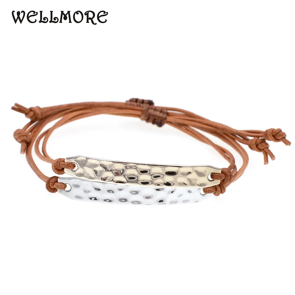 WELLMORE Bohemia handmade lace up bracelets cheap leather bracelets for