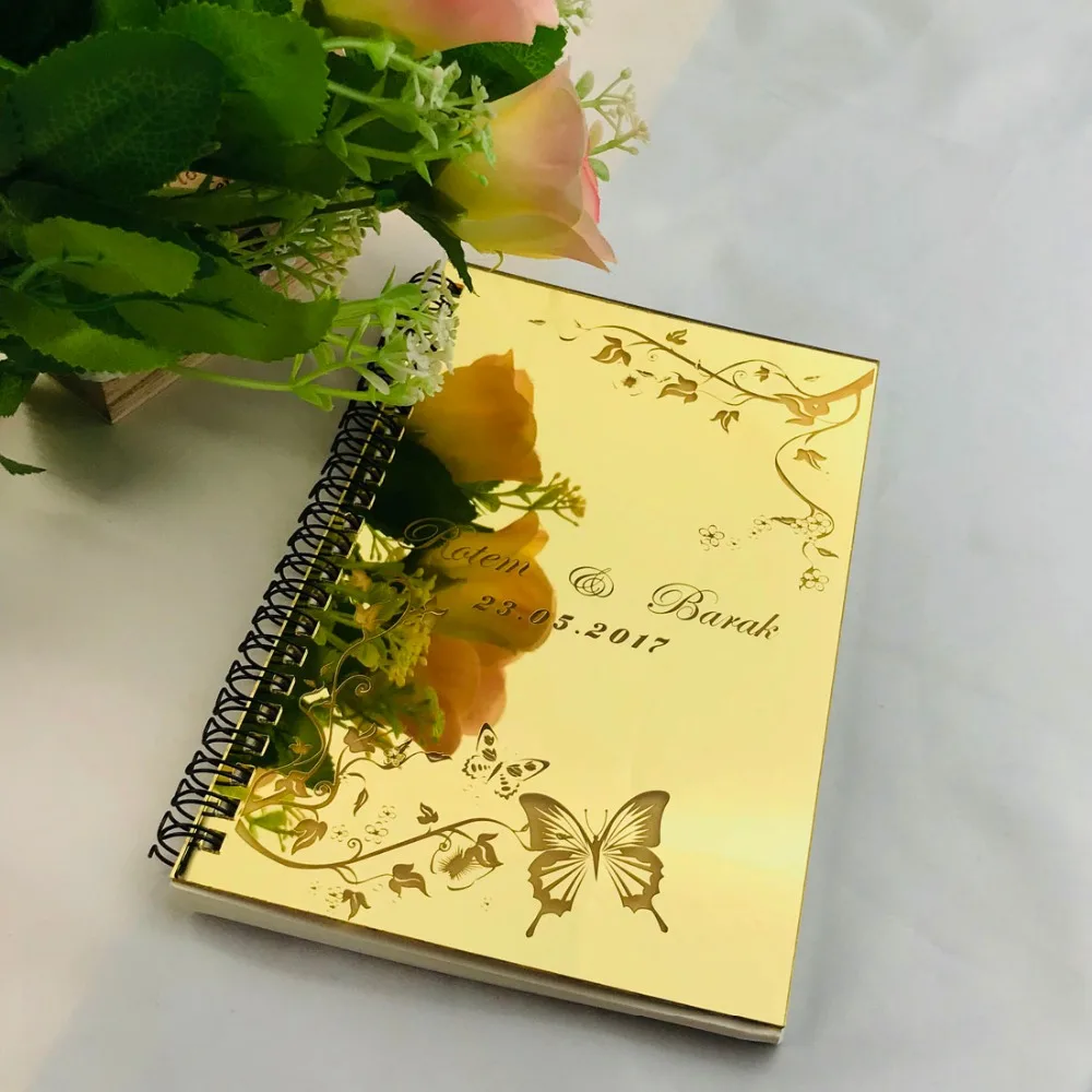 

Personalized Album Cover Mirrored Guestbook Album Acrylic Mirror Check-in Book Party Gift Custom Monogram guestbooks