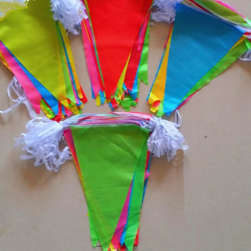 

100 Flags 50m Multiple Colour Fabric Bunting Pennant Flag Banner Garland Wedding Baby Birthday Party DIY Decoration 4pcs