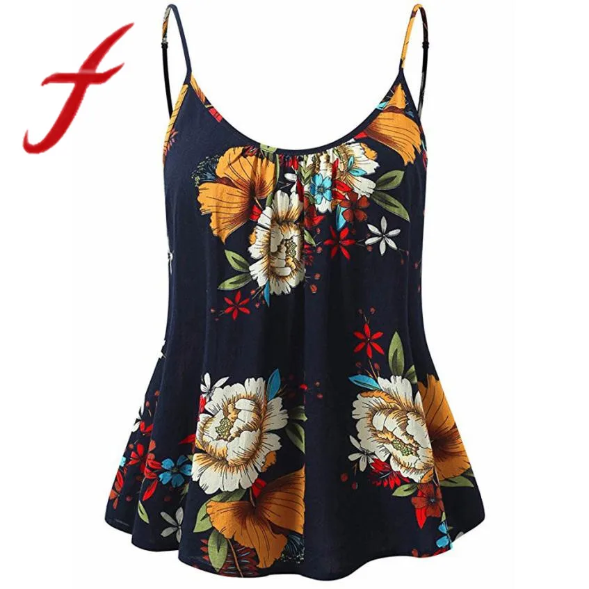 

Feitong Sexy Women's Tank Tops Sleeveless Floral Print Spaghetti Strappy Spaghetti Strappy Crop Tops camisole regata feminina