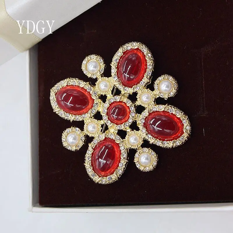 YDGY кристалл и жемчуг крест брошь в стиле барокко Свадебные украшения невесты, высокое качество модное пальто