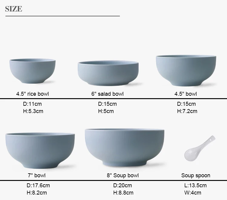 Матовая синяя и белая стильная фарфоровая миска 4 6 7 8 дюймов миска для супа