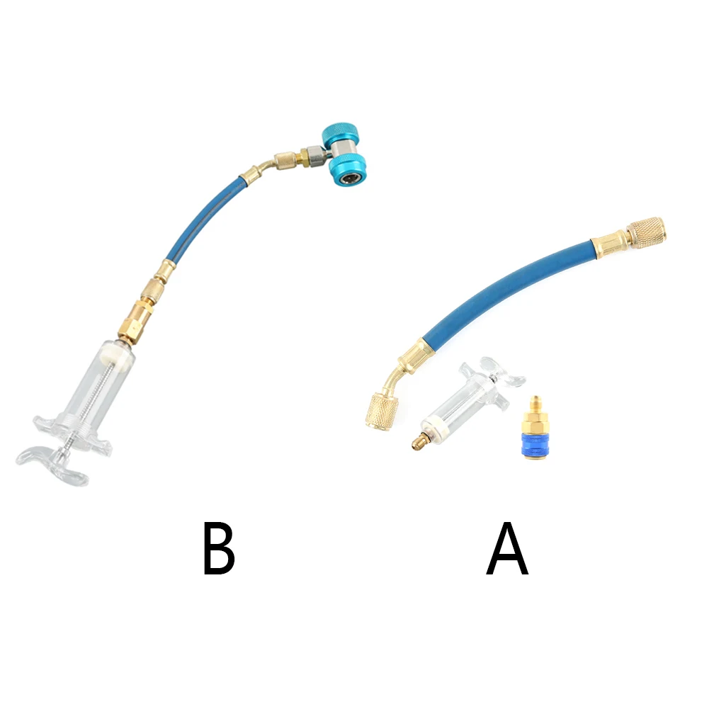 Car A//C Oil /& Dye Injector+Low R12 or R134A Quick Coupler Adapter Kit Injection