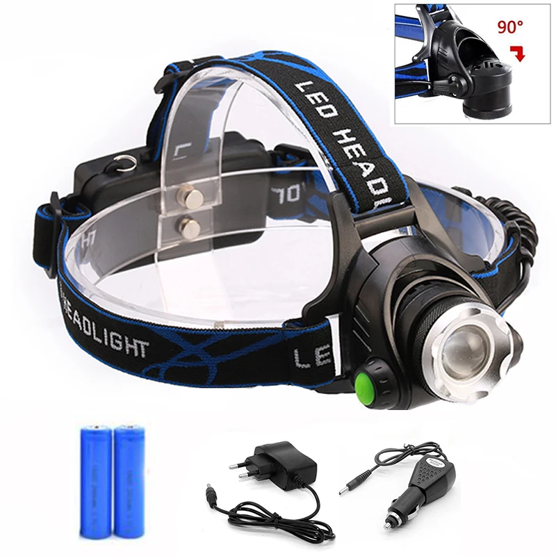 

LED Headlamp Zoomable 4000LM T6 Head Flashlight Torch Rechargeable Head Light Forehead Lamp Head Fishing Camping Headlight