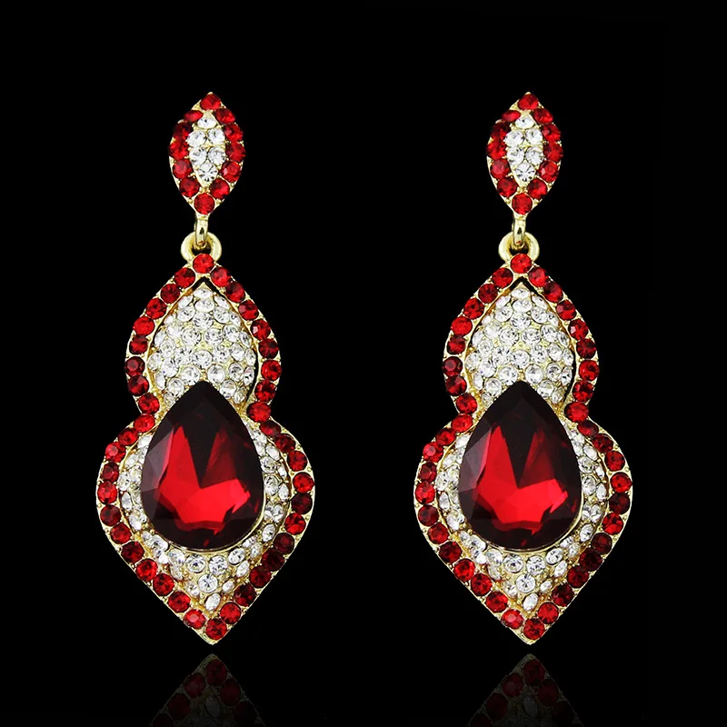 Red crystal drop earrings Clearance