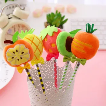 

6PCS/LOT Creative Plush Fruit Cute Gel Pen Kawaii Kids Gel Pens For School