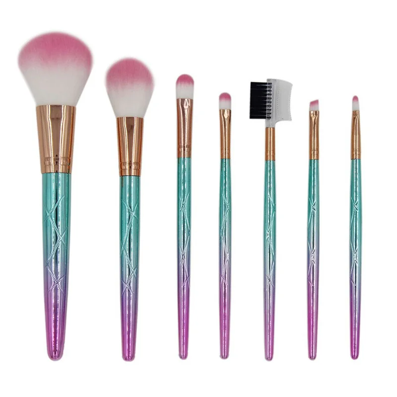 

New 7pcs Rainbow Diamond Unicorn Makeup Brushes Set Foundation Eyebrow Powder Eye Face Brush Cosmetic Beauty Make Up Tools