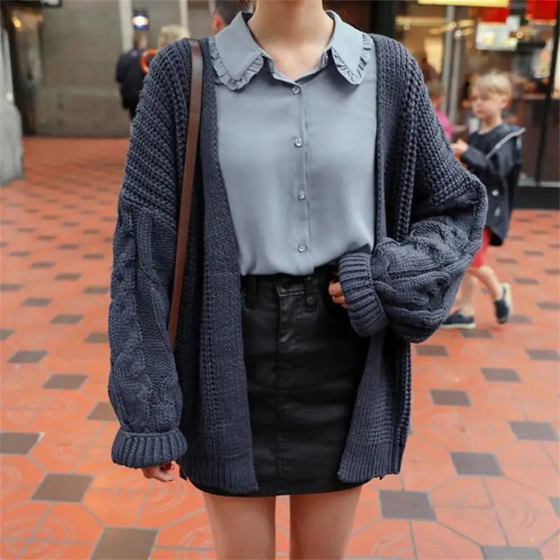 Autumn Sweater Fashion Female Cardigan 2018 Knitted Women Loose Quality High 2 1 Winter Knitting Sleeve Long Rw1zzHP5q