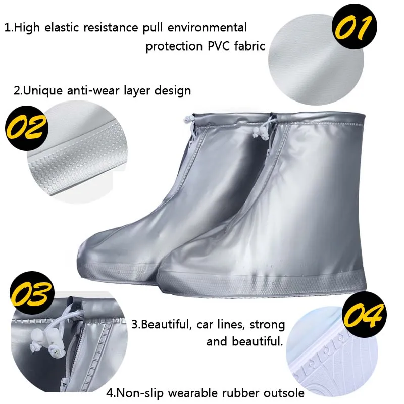 New exhibition Men Women's Rainproof Waterproof Reusable Rain Shoes Covers Thick wearable bottom Flat Ankle Heels Boots Covers N New exhibition Men Women's Rainproof Waterproof Reusable Rain Shoes Covers Thick wearable bottom Flat Ankle Heels Boots Covers N