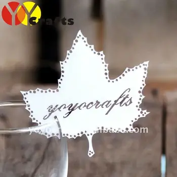 

PLC005--customized place cards for wine glass,Laser cut decorative flower place cards free logo