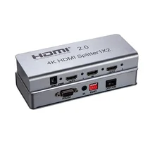 New 1×2 HDMI Splitter 1×2 Port HDMI 2.0 Splitter 1 in 2 out Audio Video Converter Support 4K HDCP2.2 3D IR Extension EDID RS232