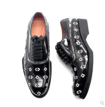 

Men Handmade Genuine Leather Dress Oxfords Black Wedding Business Runway Tennis Italy Derby Shoes Spring Autumn Man Design Mujer