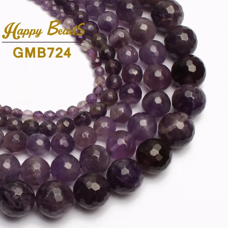 

Natural Faceted Amethysts Round Loose Beads 15.5" 4 6 8 10 12mm Pick Size For DIY Making Bracelet Necklace Jewelry Wholesale