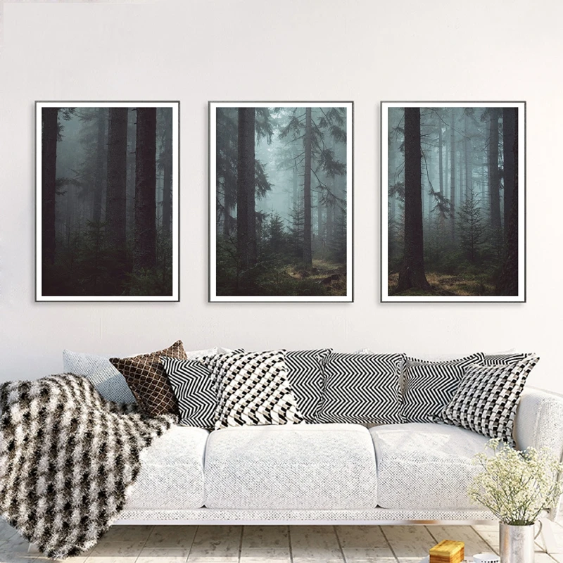

Czech Forest Wall Art Canvas Posters Prints Forest Photography Painting Mist Fog Landscape Pictures Home Room Wall Decoration