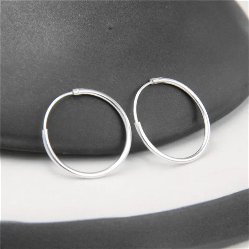 

JINSE New 925 Sterling Silver Fine Smooth Exaggerated Circle Hoop Earrings For Women Earings Simple Sterling-Silver-Jewelry