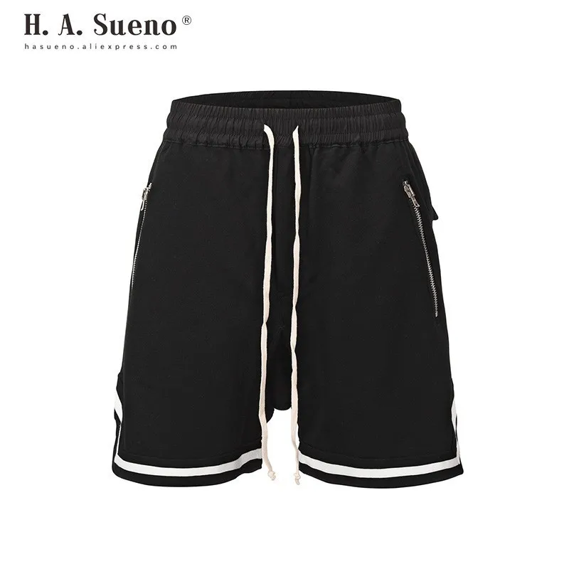 H. A. Sueno high street мужские спортивные шорты однотонные хип-хоп шорты для мужчин шорты свободного кроя подходят для спорта перевозка брюк/5