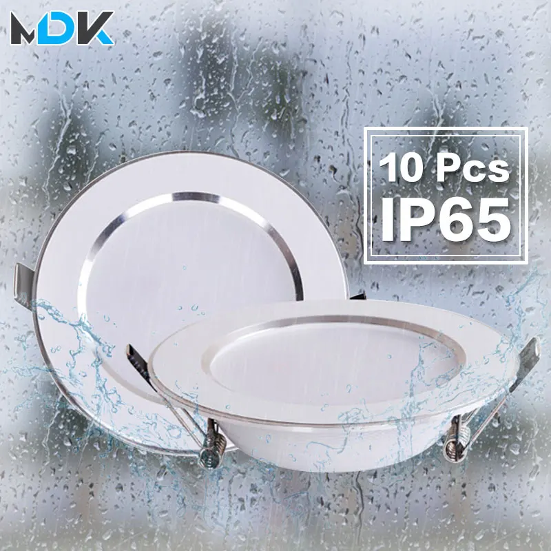 US $29.86 10 Pcs Lot Dimmable Waterproof LED Down Lights 5W 7W 9W 12W 15W 18W Downlight Outdoor Leds Ceiling Lamp For Bathroom Bulb