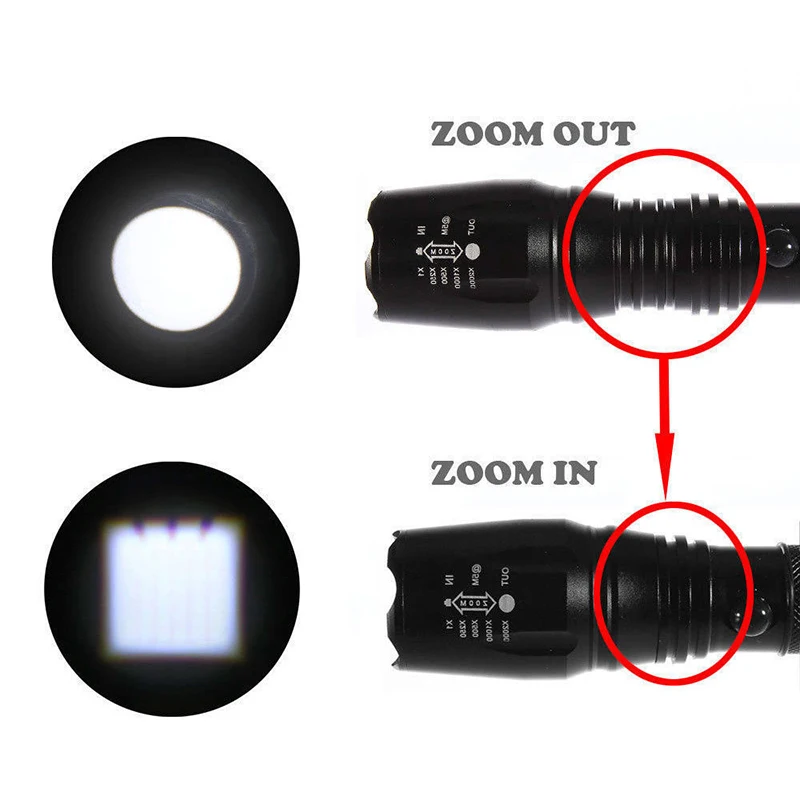 AIMIHUO Cree Xm-L T6 LED Flashlight Zoomable 5 Mode LED Torch Waterproof Flashlight Lamp Lanterna For Rechargeable 18650 Battery (8)