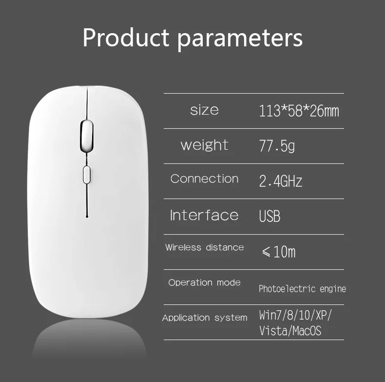 1600 DPI USB Optical Wireless Computer Mouse 2.4G Receiver Super Slim Mouse For PC Laptop