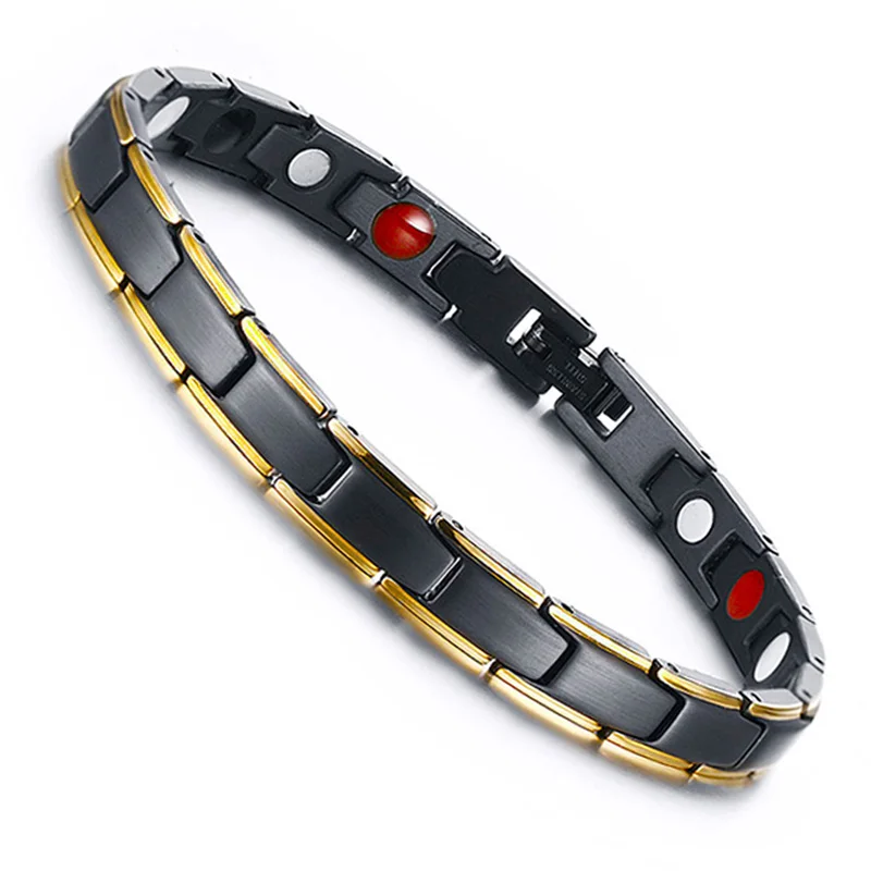 Hottime 4 in 1 Magnetic New Fashion Lovers' Jewelry Black Gold Titanium Steel Bracelet For Women And Men Never Fade Top-Quality - Окраска металла: Women Bracelet