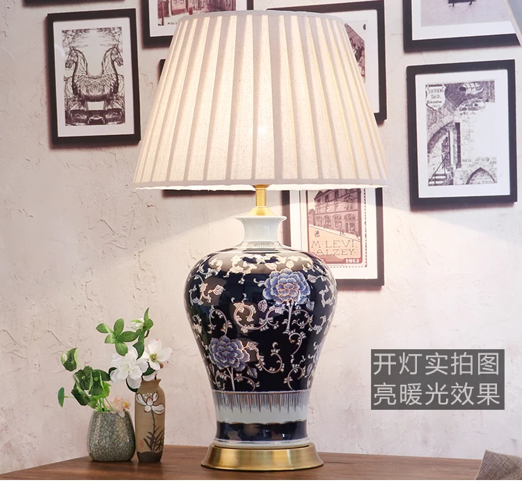 Bedroom vintage table lamp china living room Table Lamp for wedding decoration ceramic art beaded table lamp (3)