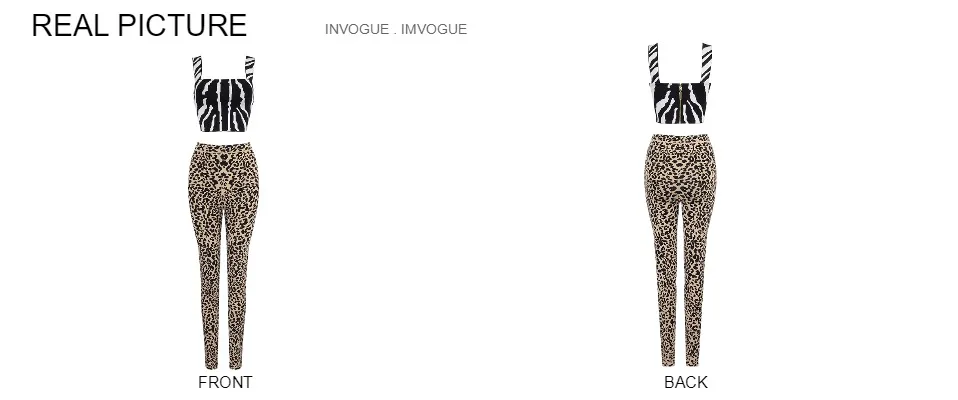INVOGUE. IMVOGUE Новое поступление модный цветной блок леопард и зебра с открытыми плечами с открытой спиной бандажный комплект из двух предметов