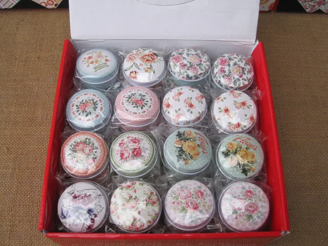 

48Pcs/Lot grocery round CUTE Tin boxes Sweet box wedding candy iron box wedding favors Candy Boxes