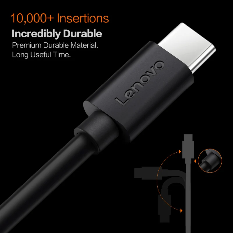Lenovo 5 шт./лот 1 м Тип usb C 2A USB быстрой зарядки данных кабеля Зарядное устройство