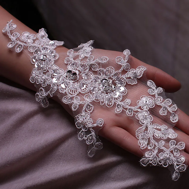 

12pieces/lot (6pairs)Wedding Off White Lace Applique with Silver Sequin embroidery lace applique