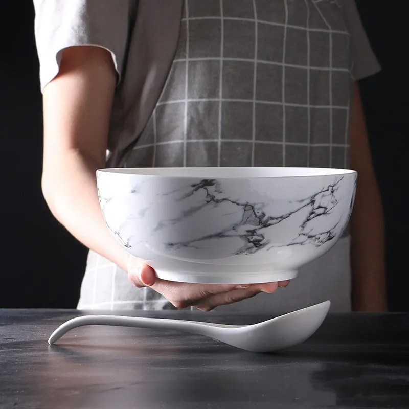 

Japenese Ceramic Bowl White Round Soup Rice Noodle Bowl Ceramic Tableware 8 Inch Big Bowl Ramen Bowl 2 pcs