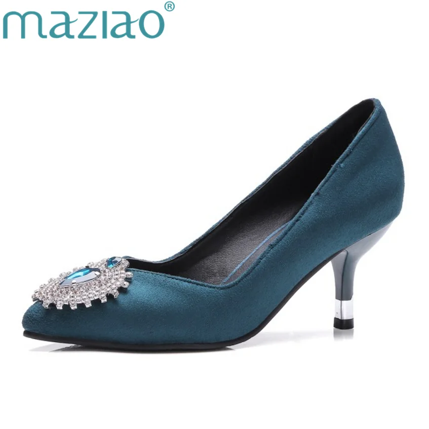 

MAZIAO Women Pumps Fashion Crystal High Heels Shoes Spring Pointed Toe Women Wedding Shoes Dress Shoes Boat Wedding Shoes