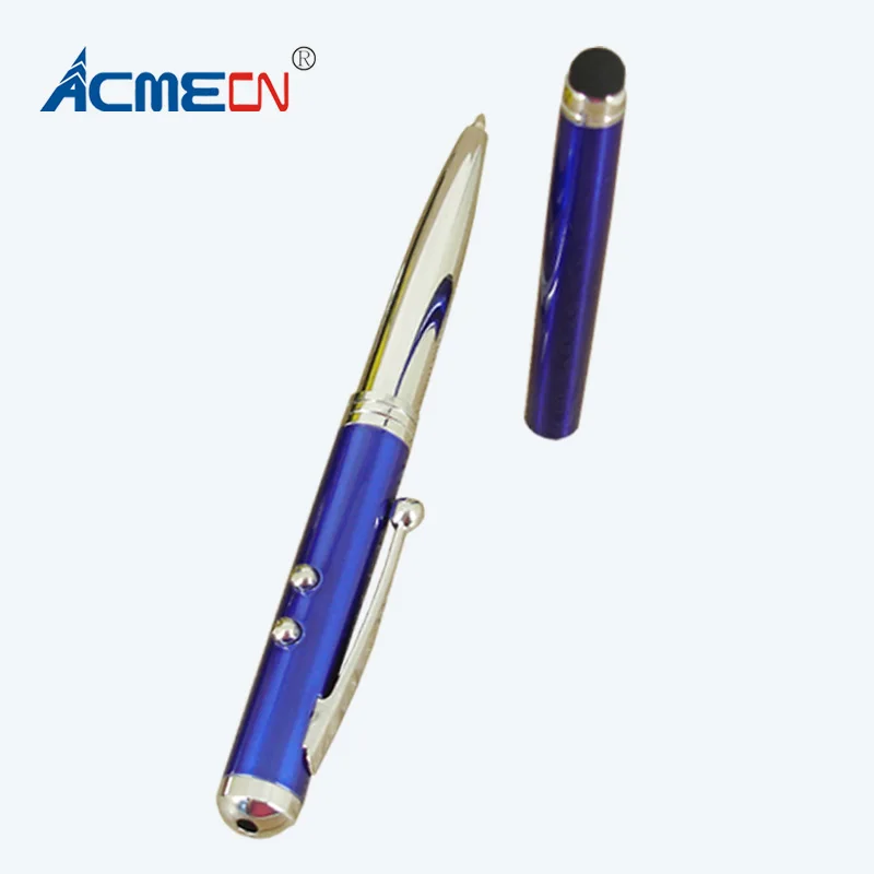 

ACMECN Simple & Useful 4 in 1 Multifunction Ballpoint Pen with Touch Scrween stylus for IPhone and LED light Laser Pointer Pen