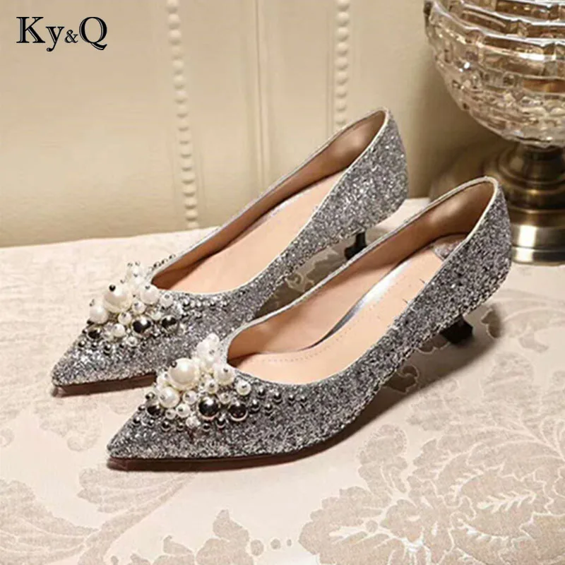 La black6cm Mujeres Cm Zapatos Bombas sliverflat De on Elegante Cm blackflat Mujer Dulce Moda Las Sexy Punta Superficial 8 Tamaño Sliver6cm Bajo Slip Conciso Otoño Primavera Tacón 5 qEEtFwTn