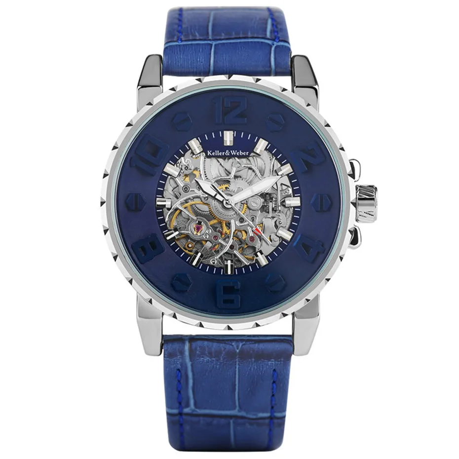 Men Military Business Black Blue Unique Concave Automatic Mechanical Wristwatch Genuine Leather Band Outdoor Gift (17)