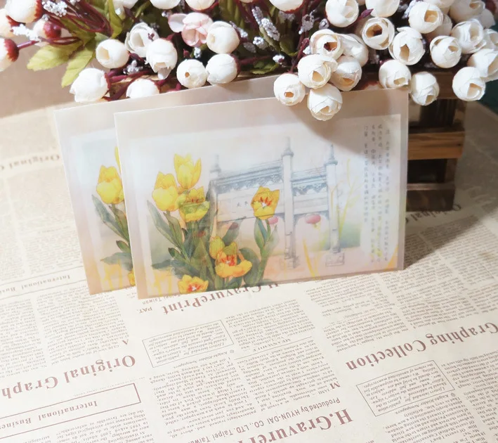

10Pcs/Lot 12.5X17.5Cm B6 Chinese Style Vintage Flower Tulip Parchment Paper Envelopes Craft Gift Envelopes