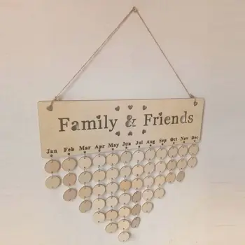 

DIY Wooden Birthday Reminder Board Plaque Sign Hanging Family Friends Calendar Home Decor