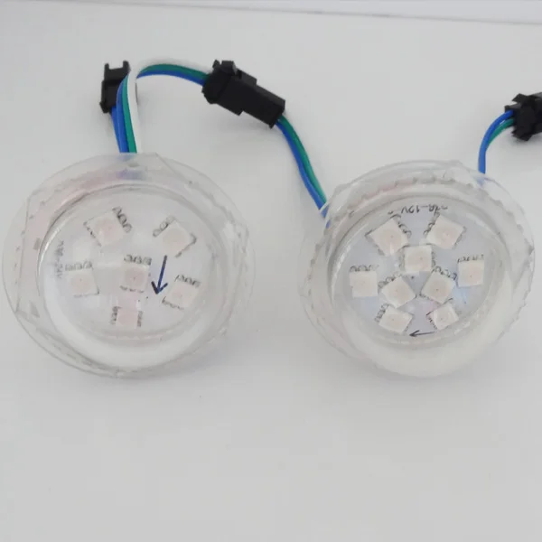 

36mm diameter DC12V UCS1903 address smart pixel light;IP68;9pcs 5050 SMD RGB LEDs,RGB full color;clear cover