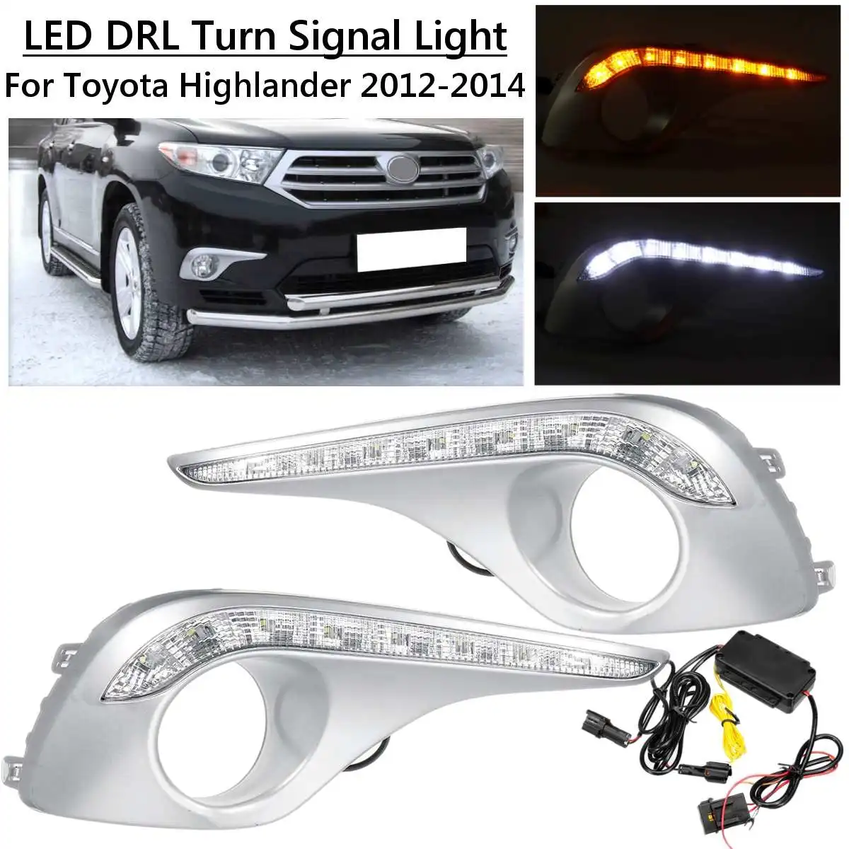 

Led Drl For Toyota Highlander 2012 2013 2014 Daytime Running Light Front Bumper Driving Fog Lamp Daylight Headlight Accessories