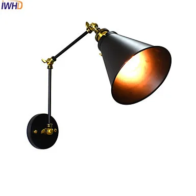 

IWHD Antique Retro Wall Light LED Home Lighting Loft Industrial Adjustable Swing Long Arm Vintage Wall Lamp Lamparas De pared