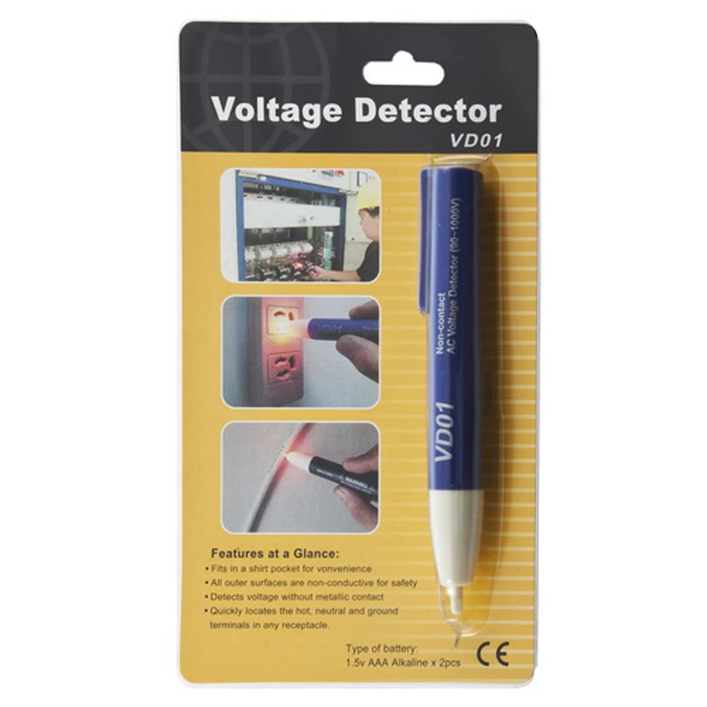 

2016 NEW 1pcs Voltage Detector Pen Non-Contact AC Volt Sensor Tester Alert Pen 90~1000V LED