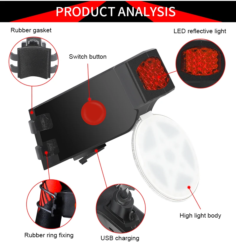Flash Deal WEST BIKING IPX 63 Waterproof Bicycle Lights 10 Lumens 6 Modes Bicycle Taillight USB Rechargeable Bike Lamp Bicycle  Rear Light 3