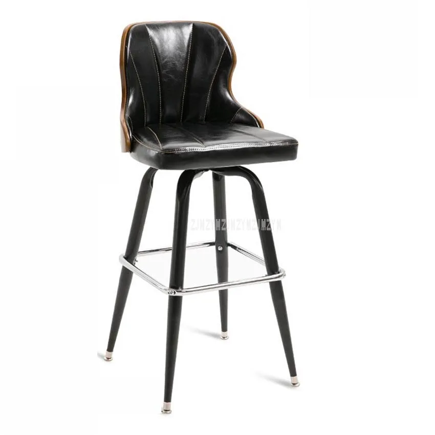 Европейский современной плотной древесины спинка антикварный барный стул металлический Железный арт вращающийся Досуг кофе барный стул