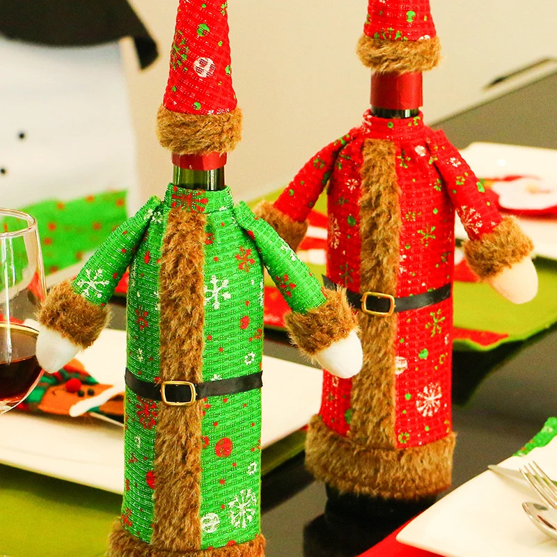 Веселые рождественские украшения орнаменты Чехлы для бутилок вина домашний подарок сумка длинная юбка настольный декор для отеля вечерние поставки