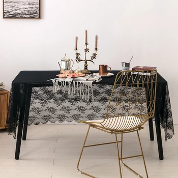

Elegant Lace Table Cloth White Black Romantic Wedding Tablecloth Decor Cafe Table Decoration Cover