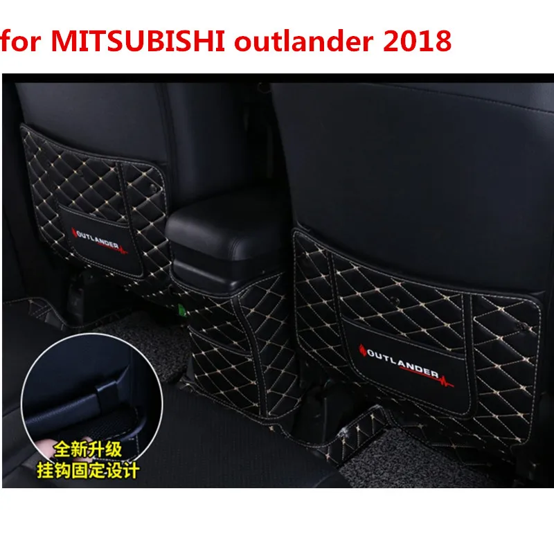 

Car armrest box Back row anti kicking pad holster Artificial Leather for MITSUBISHI outlander 2018 Accessories Car-styling